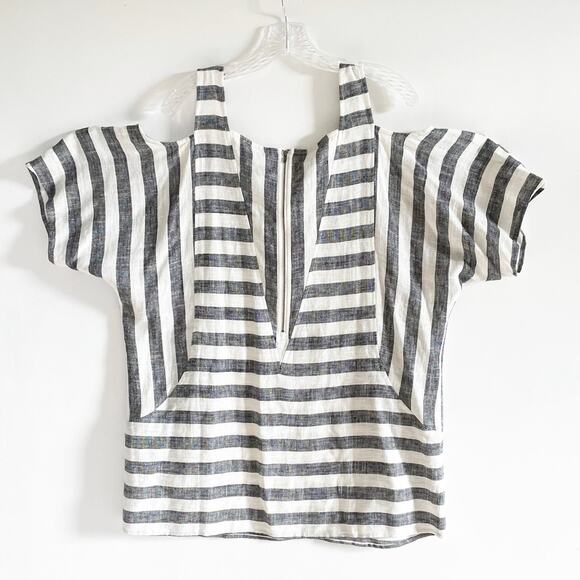 New Soft Surroundings Striped Cold Shoulder Linen Sunset Tunic - Picture 4 of 7